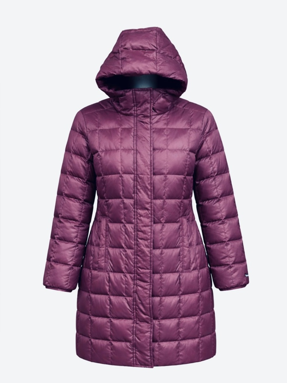 Roots down hooded puffer coat Womens Medium burgundy quilted long line winter